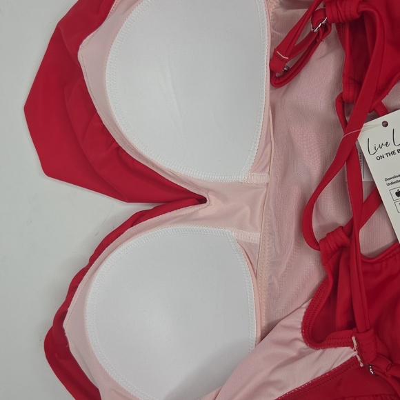 Cupshe Red Ruffled Sweetheart Neckline Long Torso One Piece Swimsuit Size LT - Picture 8 of 12